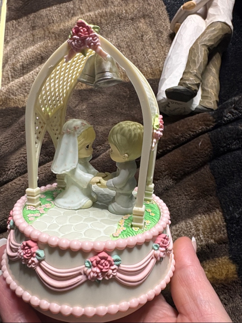 1988 Precious Moments Pink and Ivory Wedding Chapel Figurine